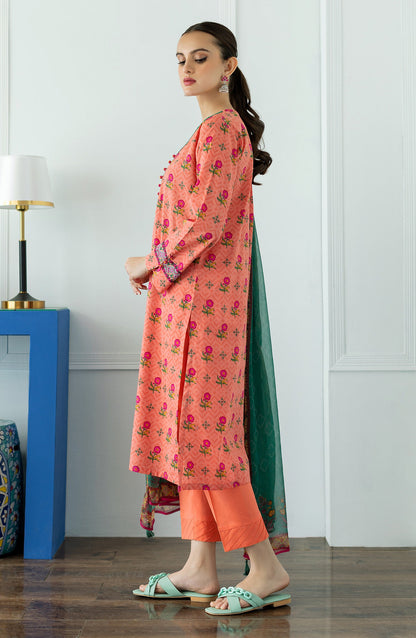 Orient - Stitched 3 Piece Printed Lawn Shirt , Cambric Pant and Chiffon Dupatta