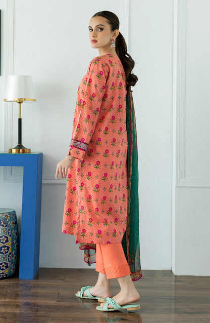 Orient - Stitched 3 Piece Printed Lawn Shirt , Cambric Pant and Chiffon Dupatta