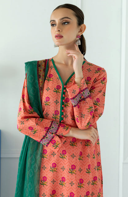 Orient - Stitched 3 Piece Printed Lawn Shirt , Cambric Pant and Chiffon Dupatta