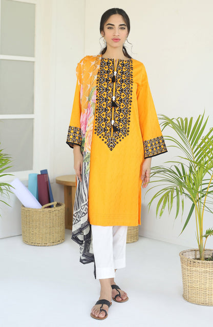 Orient - Unstitched 2PC Embroidered Jacquard Shirt and Chiffon Dupatta