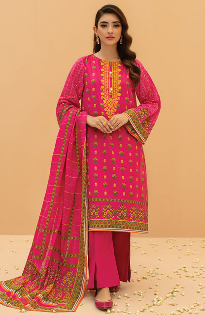 Orient - Unstitched 3 Piece Embroidered Lawn Shirt , Cambric Pant and Lawn Dupatta