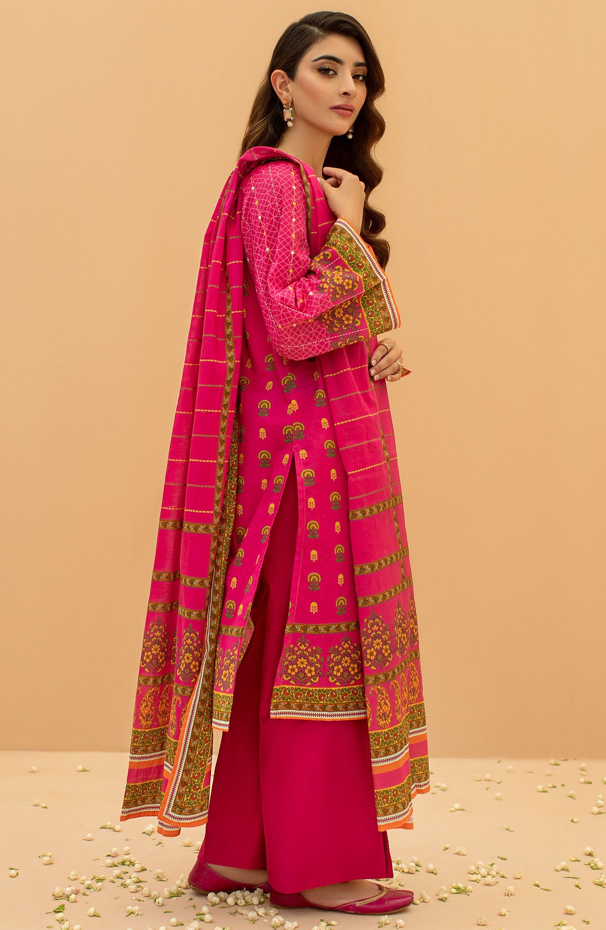 Orient - Unstitched 3 Piece Embroidered Lawn Shirt , Cambric Pant and Lawn Dupatta