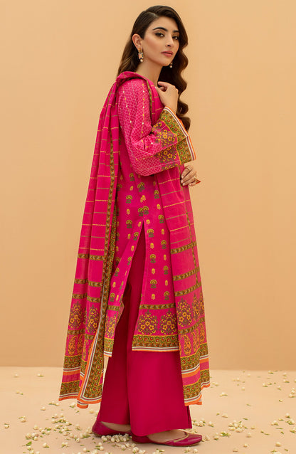 Orient - Unstitched 3 Piece Embroidered Lawn Shirt , Cambric Pant and Lawn Dupatta