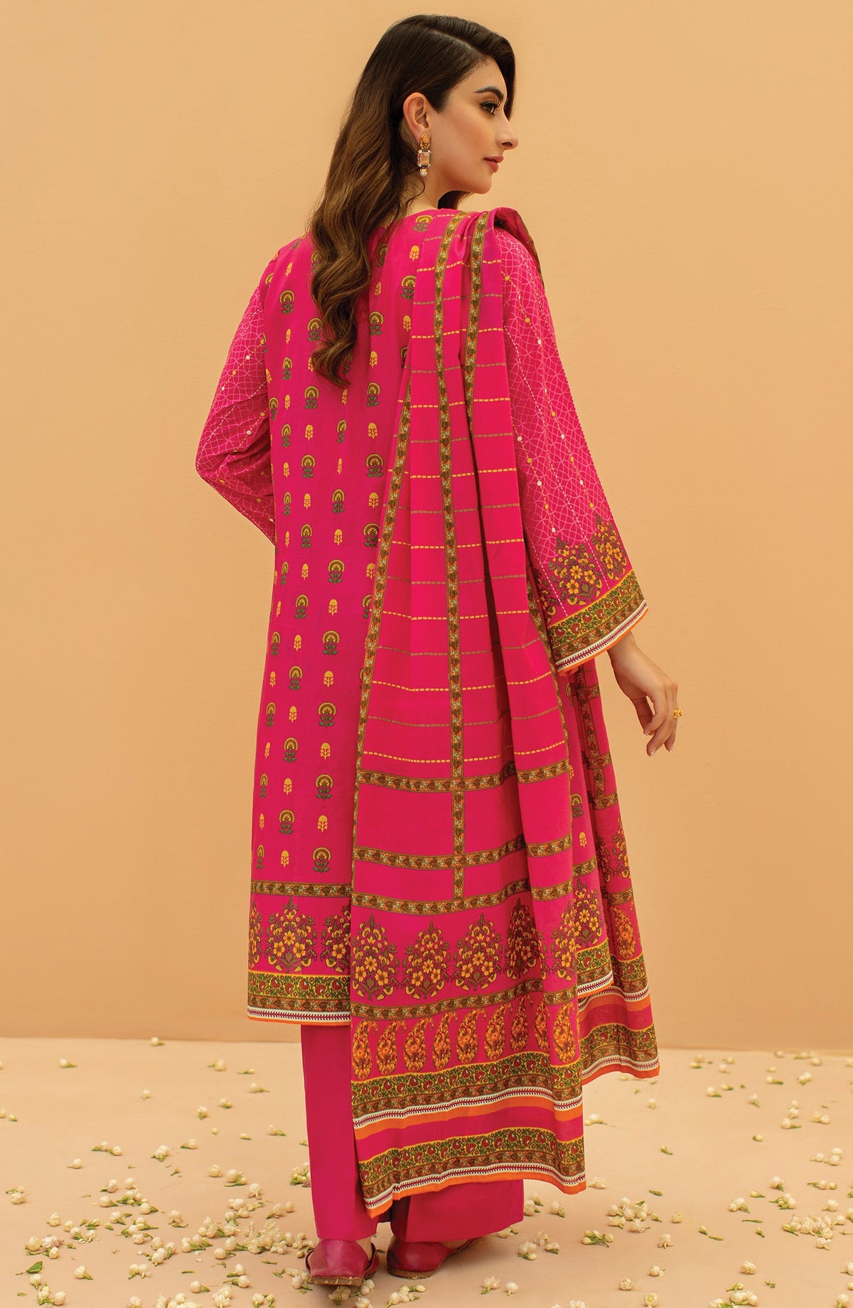 Orient - Unstitched 3 Piece Embroidered Lawn Shirt , Cambric Pant and Lawn Dupatta
