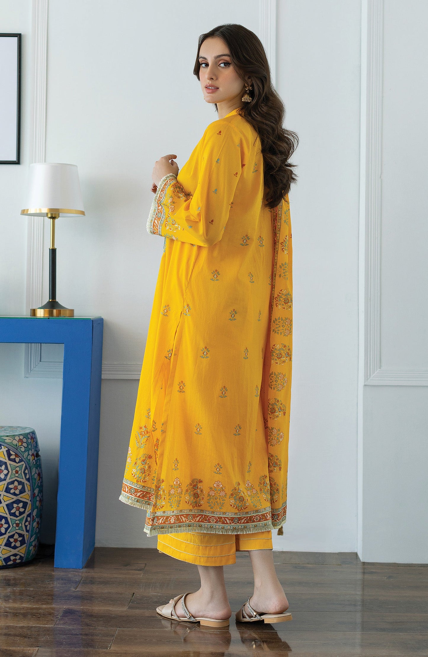 Orient - Stitched 3 Piece Embroidered Lawn Shirt , Cambric Pant and Lawn Dupatta