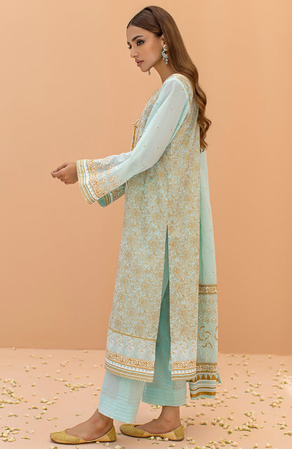Orient - Unstitched 3 Piece Embroidered Lawn Shirt , Cambric Pant and Lawn Dupatta