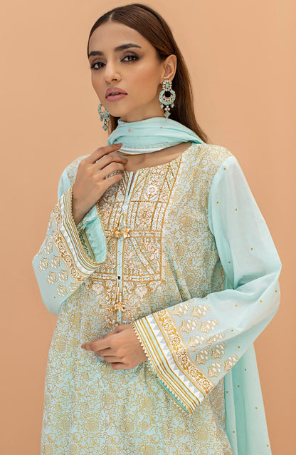 Orient - Unstitched 3 Piece Embroidered Lawn Shirt , Cambric Pant and Lawn Dupatta
