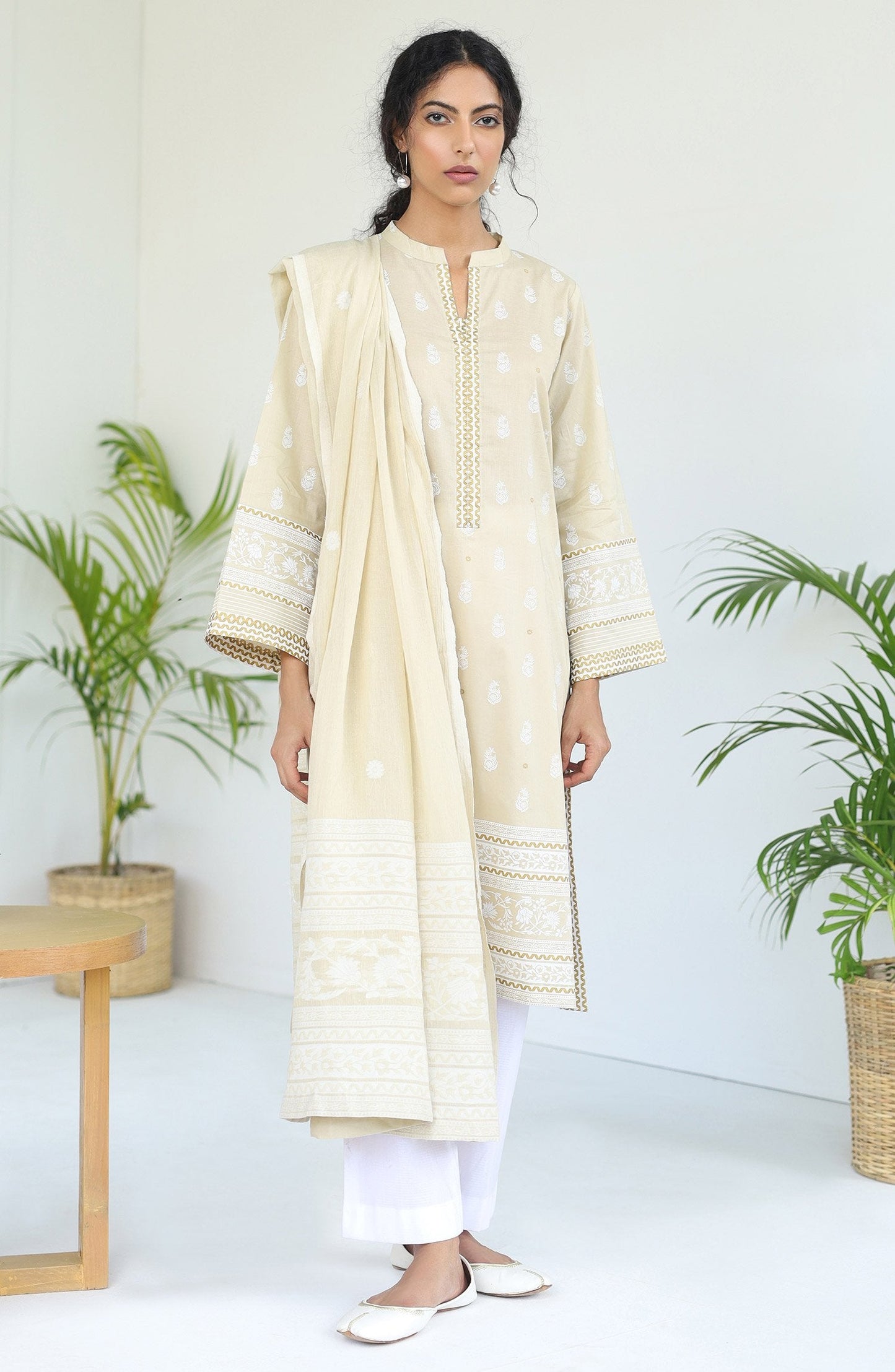 Orient - Unstitched 2PC Pearl Printed Shirt Jacquard Dupatta