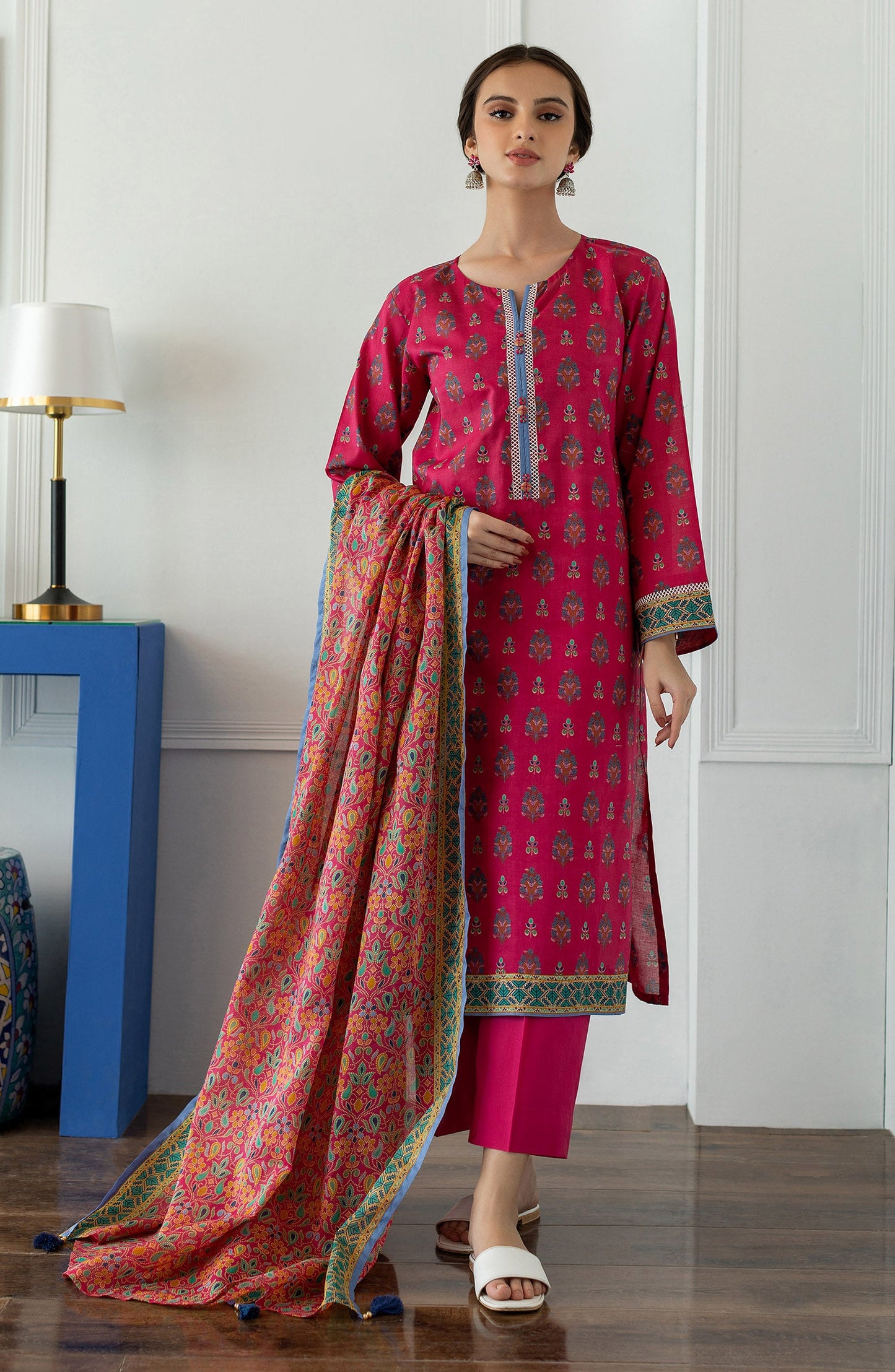 Orient - Stitched 3 Piece Printed Lawn Shirt , Cambric Pant and Lawn Dupatta