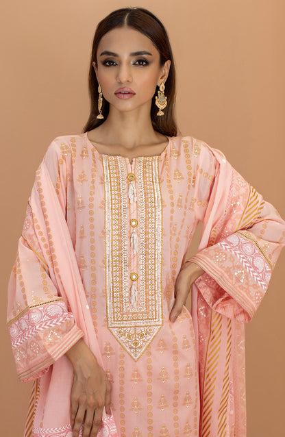 Orient - Unstitched 3 Piece Embroidered Lawn Shirt , Cambric Pant and Lawn Dupatta