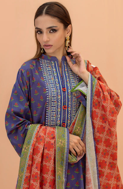 Orient - Unstitched 3 Piece Embroidered Lawn Shirt , Cambric Pant and Lawn Dupatta