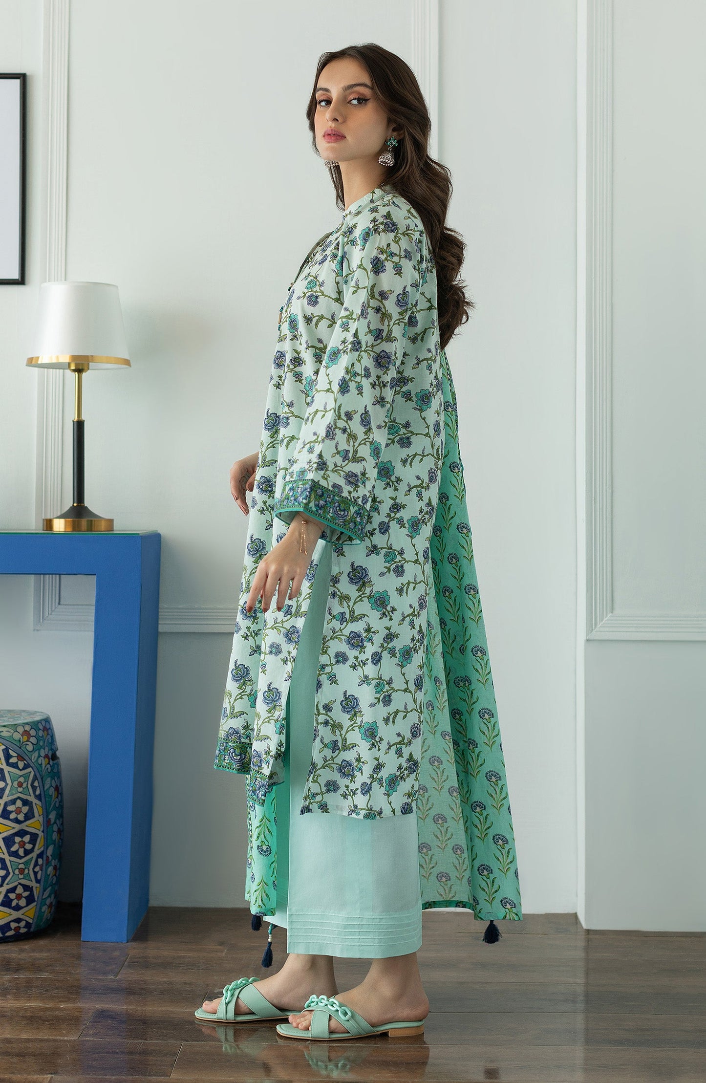 Orient - Stitched 3 Piece Printed Lawn Shirt , Cambric Pant and Lawn Dupatta