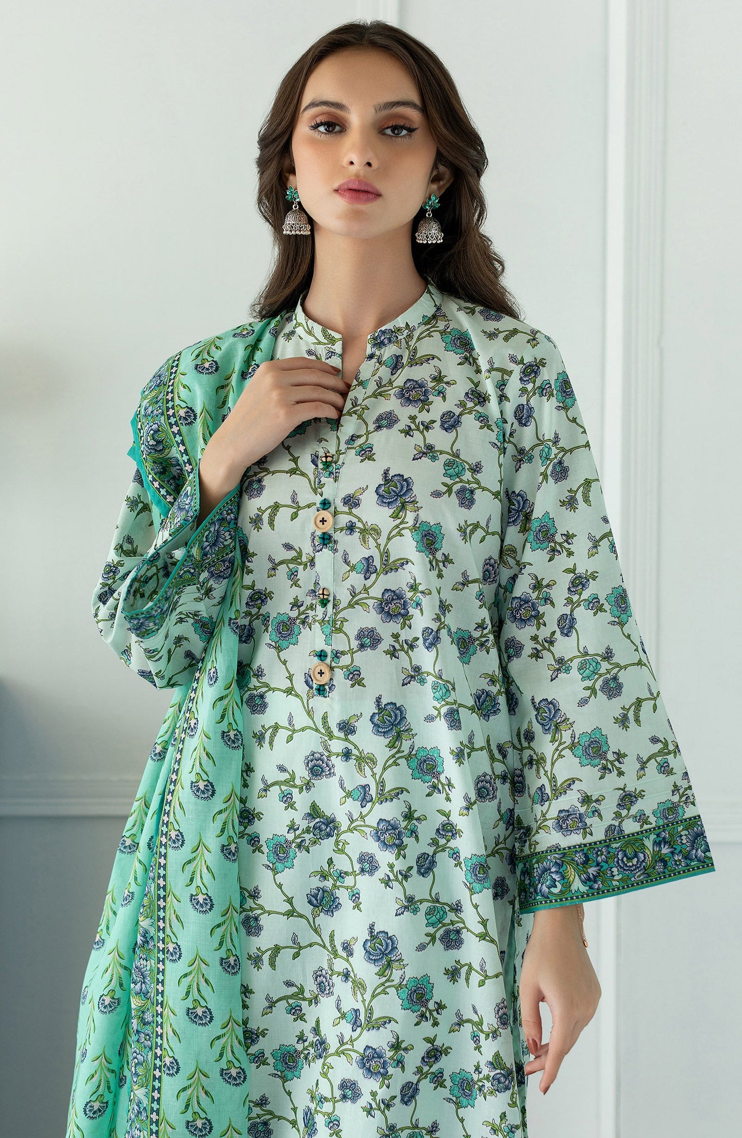 Orient - Stitched 3 Piece Printed Lawn Shirt , Cambric Pant and Lawn Dupatta