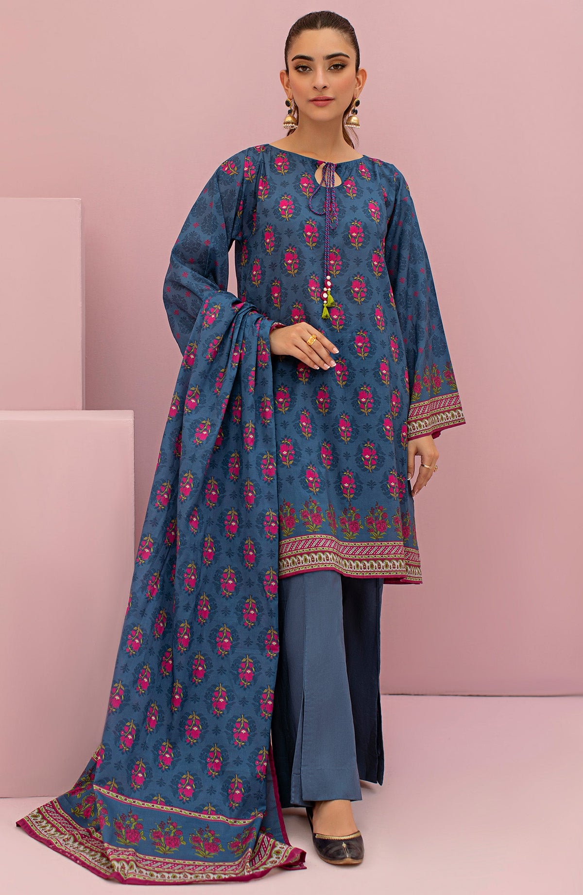 Orient - Unstitched 3 Piece Printed Lawn Shirt , Cambric Pant and Lawn Dupatta