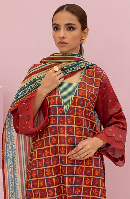 Orient - Unstitched 3 Piece Printed Lawn Shirt , Cambric Pant and Lawn Dupatta