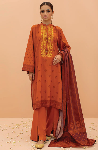 Orient - Unstitched 3 Piece Embroidered Lawn Shirt , Cambric Pant and Lawn Dupatta