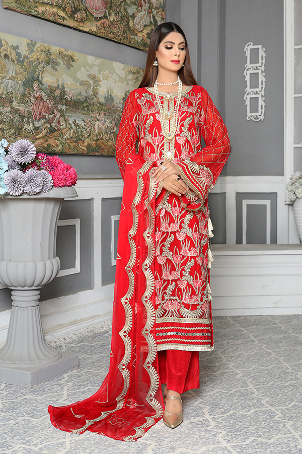 Adan's Libas - Carnelian - Luxury Desire Embroidered Chiffon 3PC