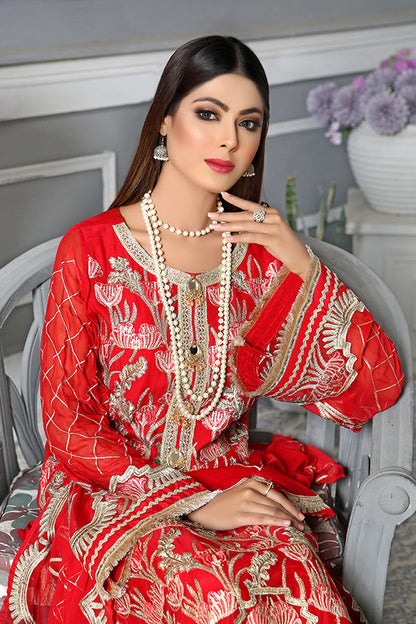 Adan's Libas - Carnelian - Luxury Desire Embroidered Chiffon 3PC