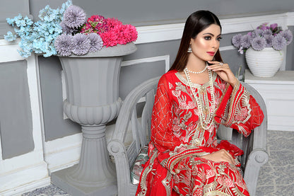 Adan's Libas - Carnelian - Luxury Desire Embroidered Chiffon 3PC