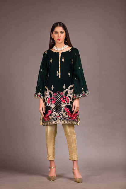 Adan's Libas - Celtic - Embroidered Velvet Unstitch Kurti