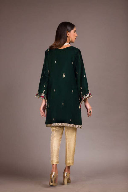Adan's Libas - Celtic - Embroidered Velvet Unstitch Kurti