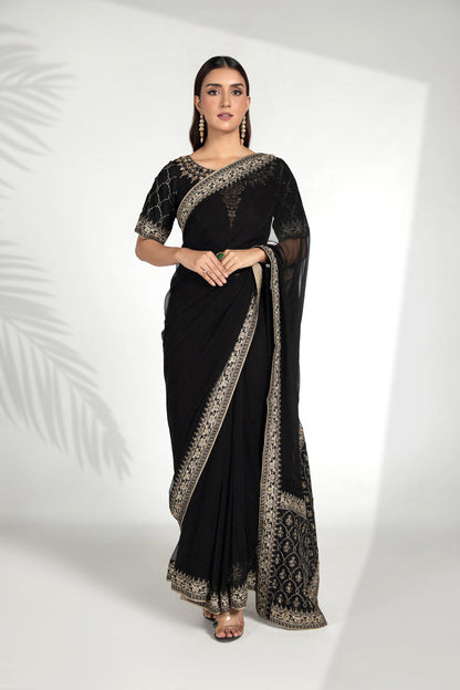 Chinyere - DUSTED BLACK SARI (AA5008)