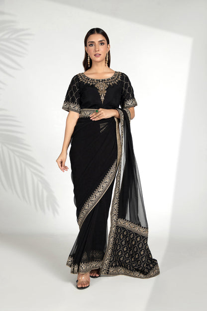 Chinyere - DUSTED BLACK SARI (AA5008)