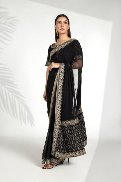 Chinyere - DUSTED BLACK SARI (AA5008)