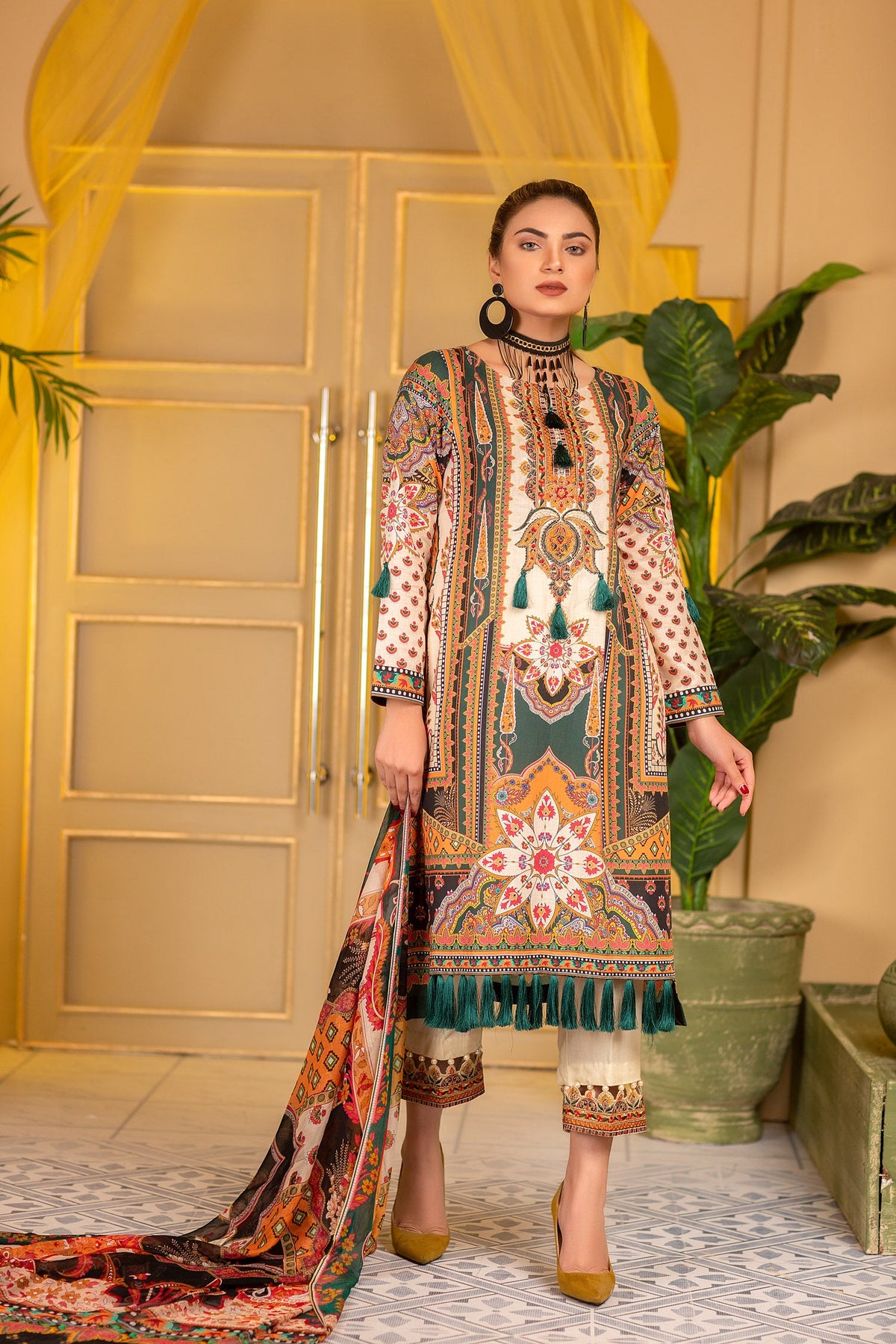 Adan's Libas - Coherent - Digital Printed and Embroidered Suvic Lawn 3PC