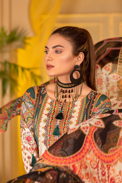 Adan's Libas - Coherent - Digital Printed and Embroidered Suvic Lawn 3PC
