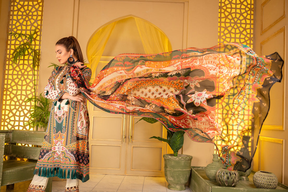 Adan's Libas - Coherent - Digital Printed and Embroidered Suvic Lawn 3PC