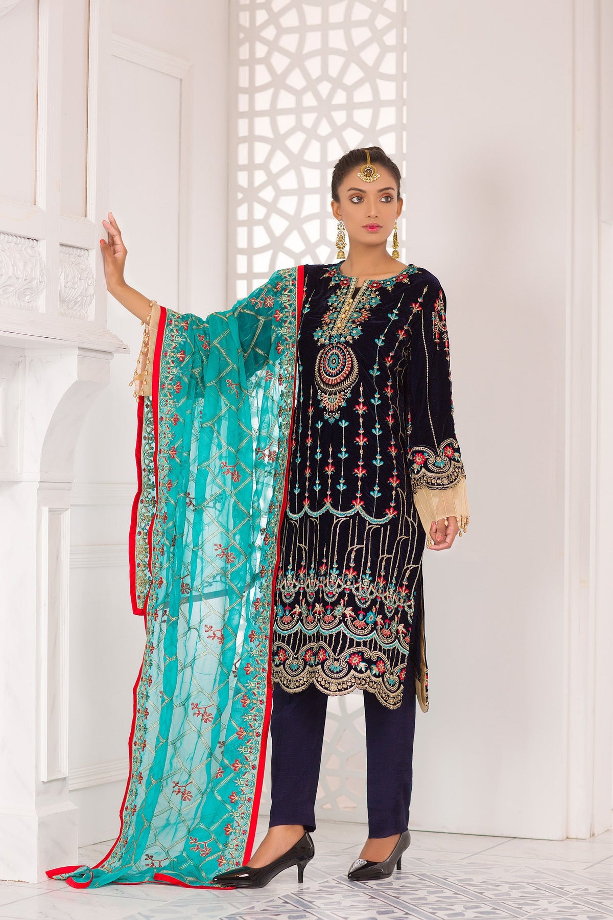 Adan's Libas - CARTIER - Luxury Embroidered Velvet 3PC