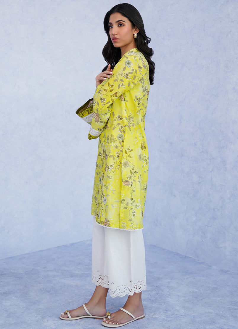 Lemon Yellow Printed Kurta