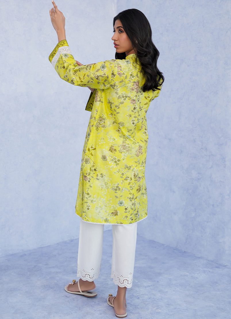 Lemon Yellow Printed Kurta