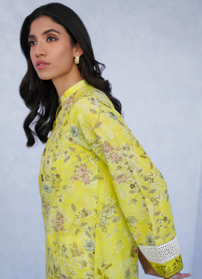 Lemon Yellow Printed Kurta