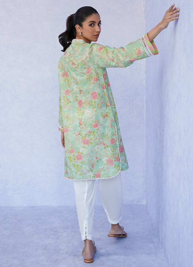 Light Green Floral Printed Kurta