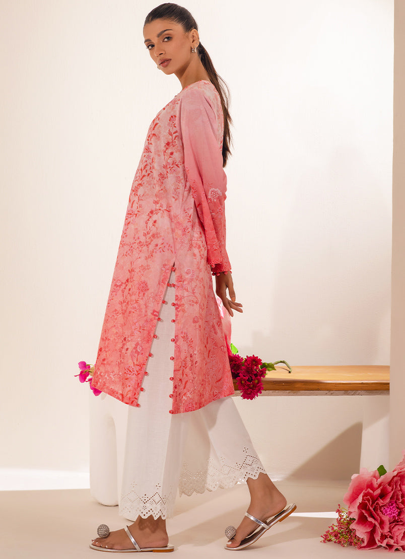 Peach Floral Printed Kurta