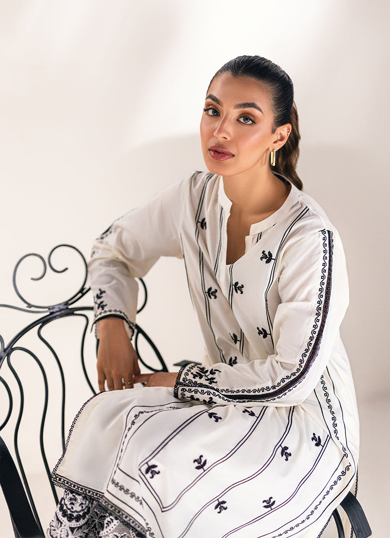 Ivory Embroidered Kurta