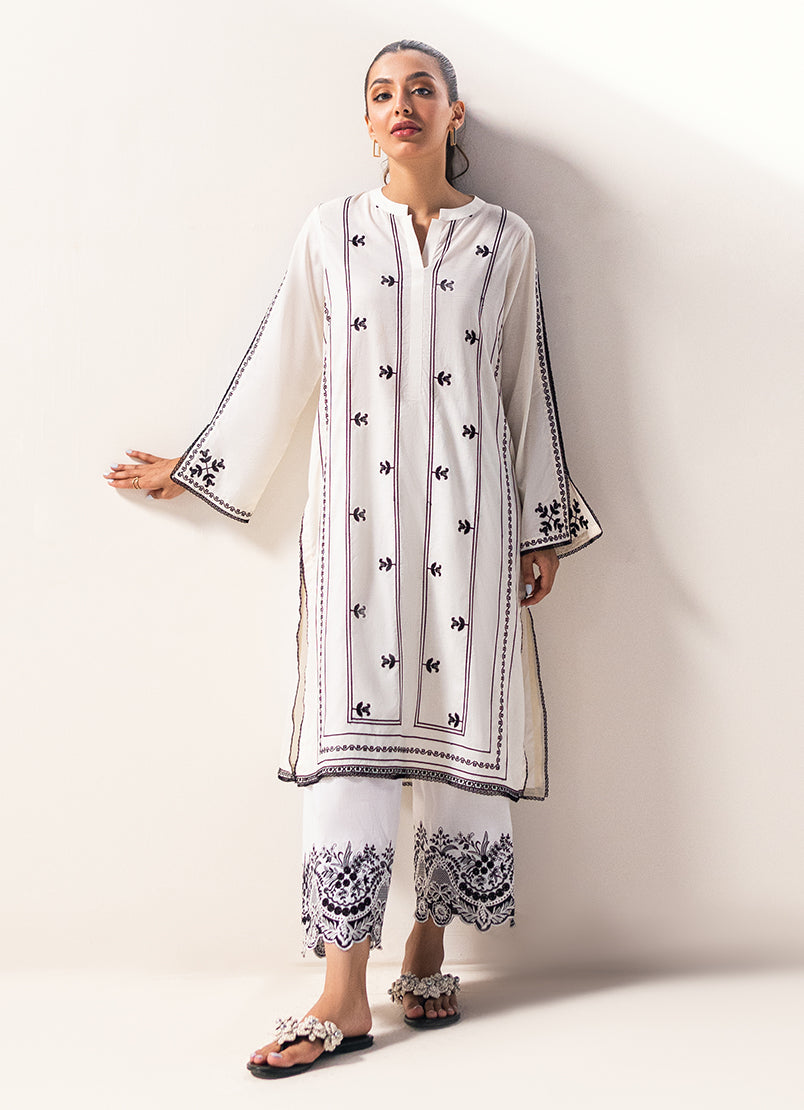 Ivory Embroidered Kurta