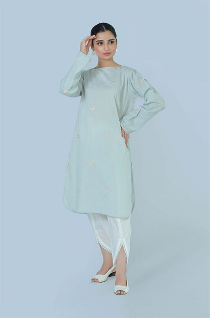 Bareeq Outfits - Blue Charm Embroidered Cambric Shirt