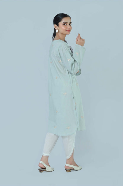 Bareeq Outfits - Blue Charm Embroidered Cambric Shirt