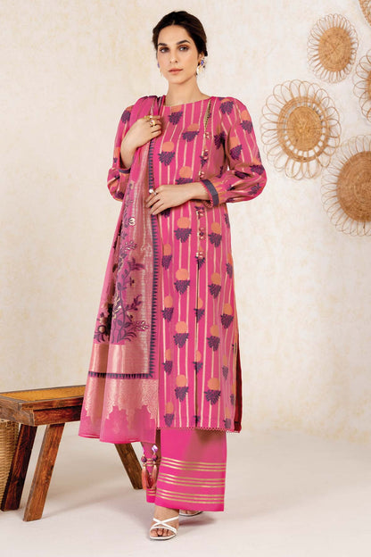 Four Piece Printed Organza Jacquard Suit With Organza Jacquard Dupatta