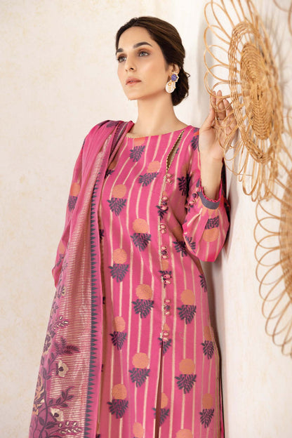 Four Piece Printed Organza Jacquard Suit With Organza Jacquard Dupatta