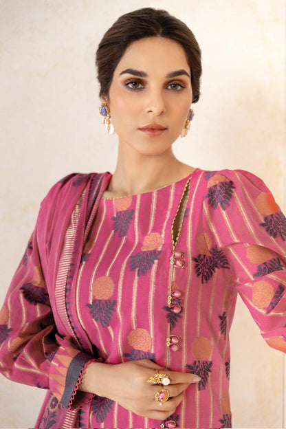 Four Piece Printed Organza Jacquard Suit With Organza Jacquard Dupatta