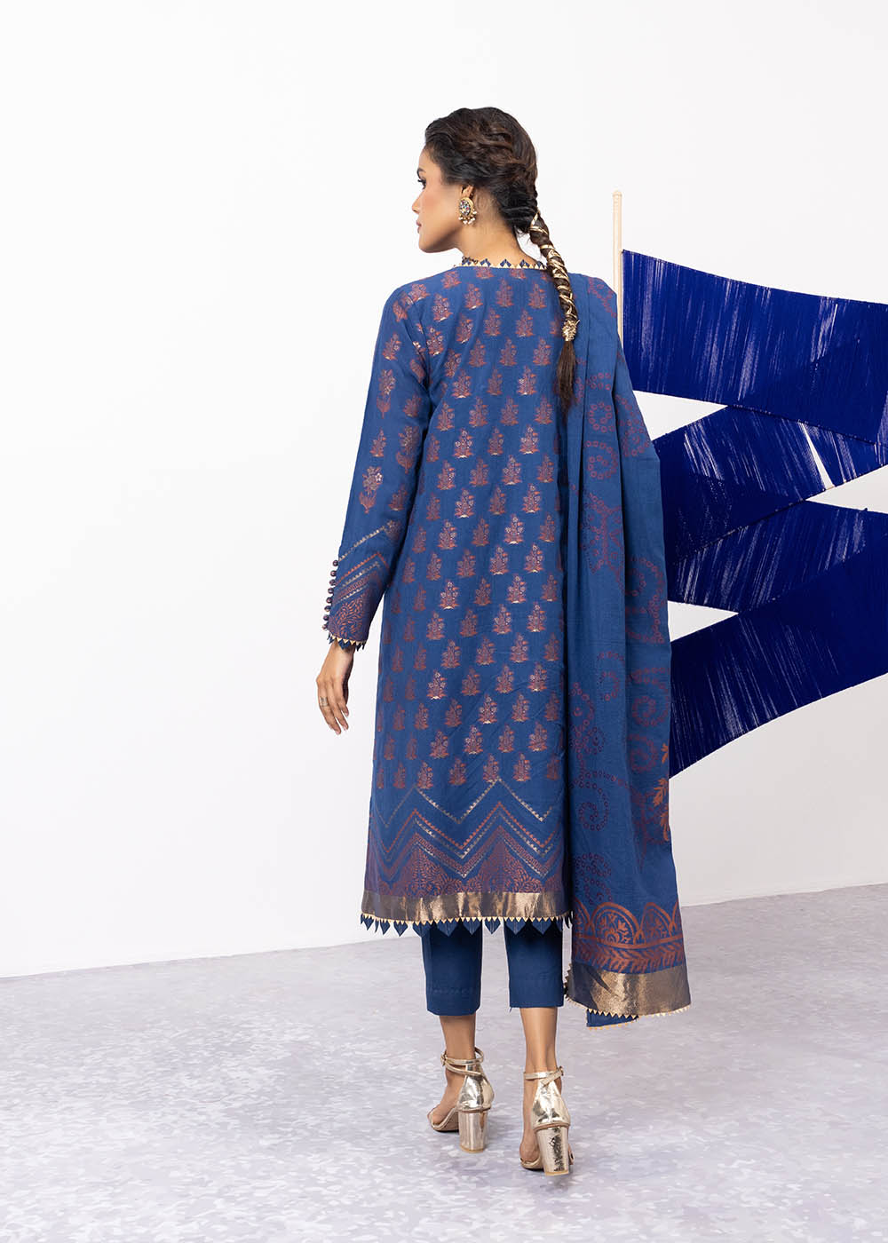 3 Pc Jacquard Suit With Jacquard Dupatta