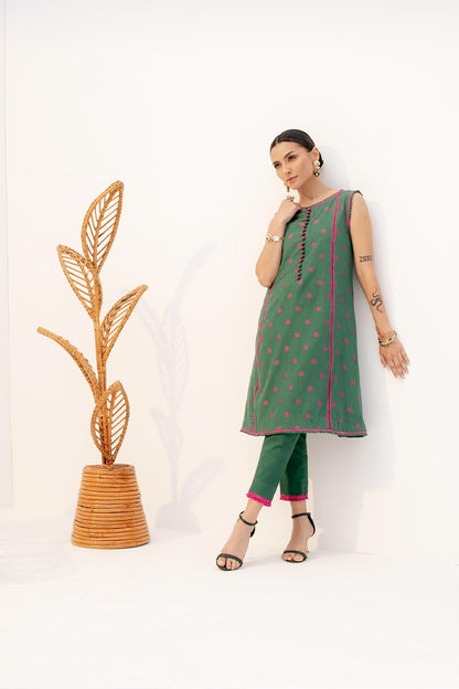 2 Pc Printed Jacquard Suit With Cambric Trouser