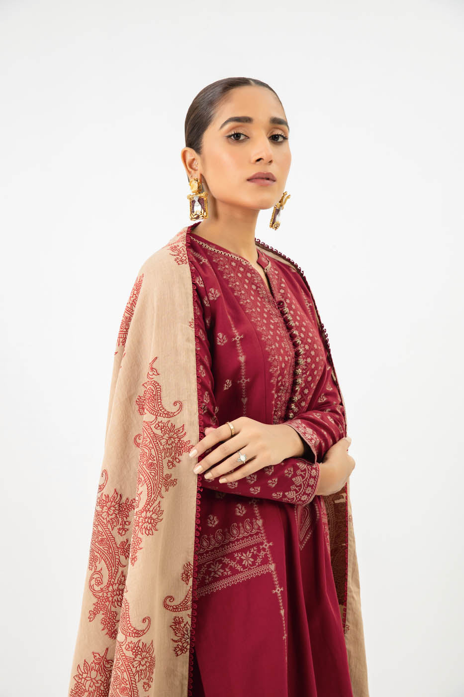 3 Pc Jacquard Suit With Jacquard Dupatta