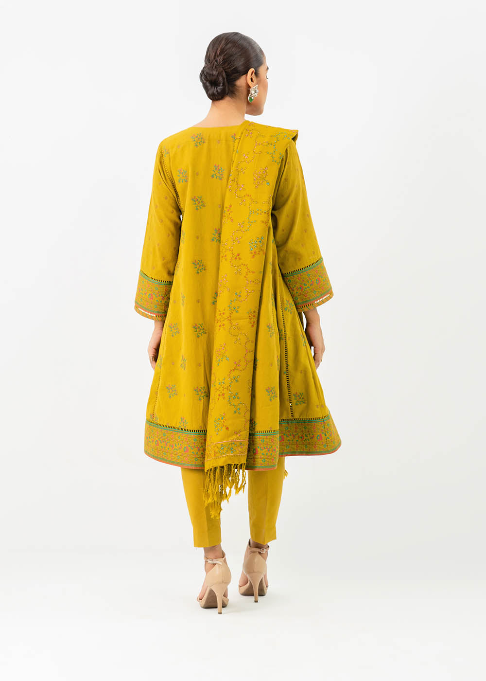 3 Pc Jacquard Suit With Shawl