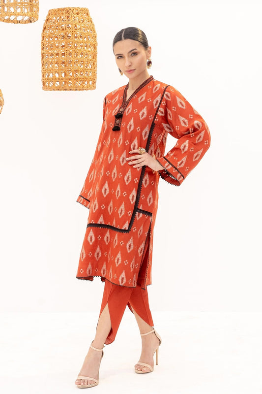 2 Pc Printed Jacquard Suit With Cambric Trouser