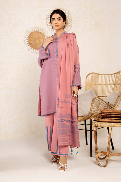 3 Pc Printed Jacquard Suit With Jacquard Dupatta